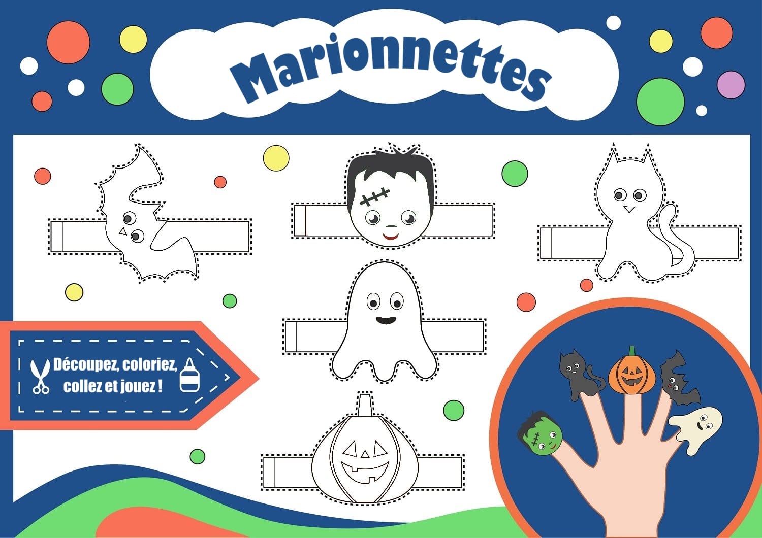 Les marionnettes gratuites coloriages découpages  Marionnettes_à_doigts_Halloween/marionnette-halloween-5