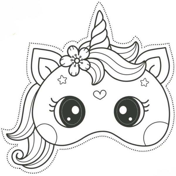 masque licorne à colorier