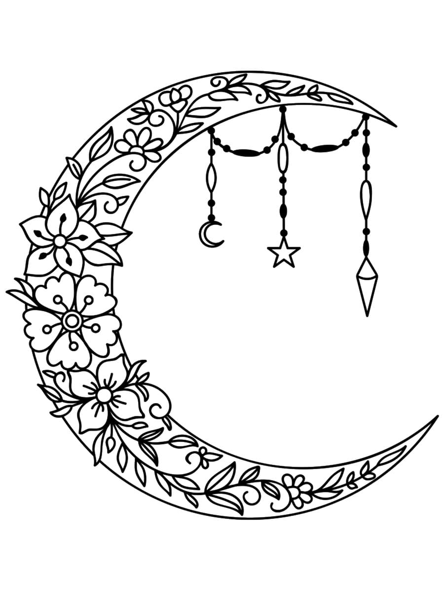 Coloriage Mandala de la lune - Dessin gratuit à imprimer