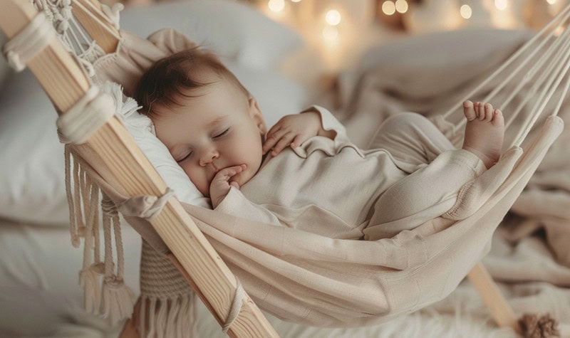 bébé qui dort dans un hamac pour bébé