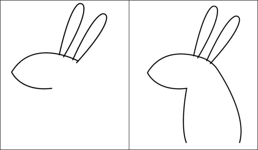 tutoriel en image pour dessiner un lapin de profil