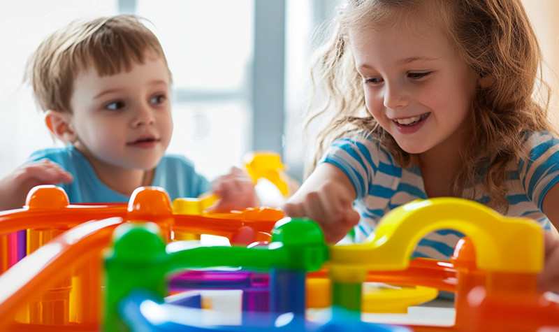 enfant jouant avec un circuit à billes