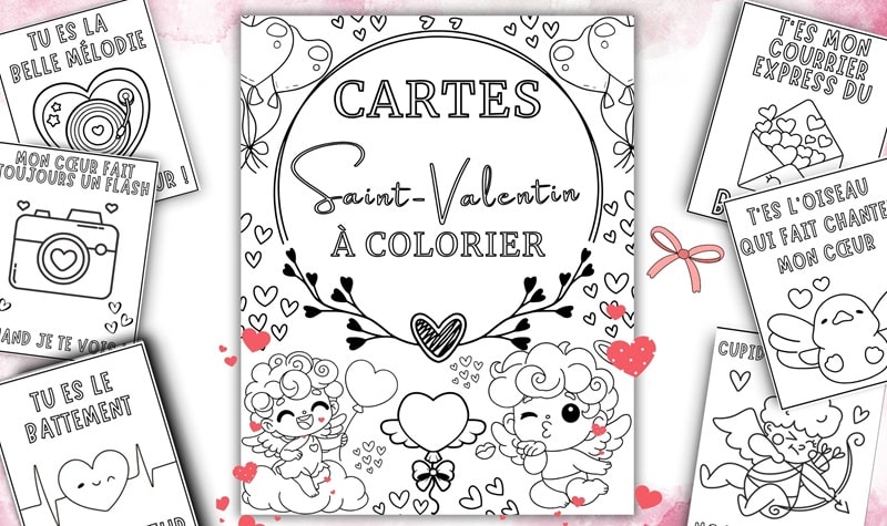 cartes saint valentin à colorier