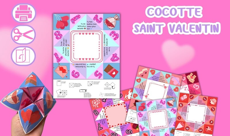 10 cocottes en papier saint-valentin à imprimer